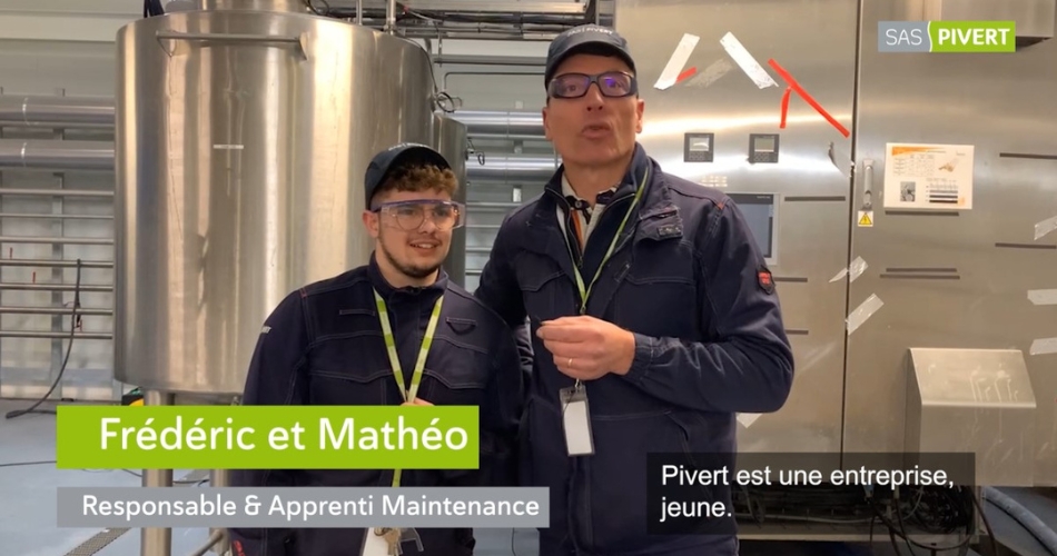 Ressource Humaines : Frédéric et Mathéo responsable et apprenti maintenance Romain Ingénieur témoignent de leur quotidien chez PIVERT